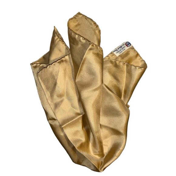 Block Freres ITALY vintage 100% SILK Holiday gold metallic shimmer pocke… - Picture 3 of 3